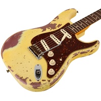 Fender Custom Shop 1962 Stratocaster Heavy Relic Rw AVW-BM aged vintage white over burgundy mist metallic Fender Custom Shop 1962 Stratocaster Heavy Relic Rw AVW-BM aged vintage white over burgundy mist metallic